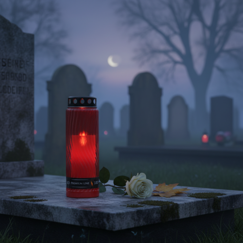 Artículo Tapa para vela grave motivo flor rojo negro 10 días Al.27cm