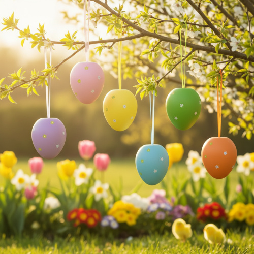 Artículo Huevos de Pascua grandes para colgar huevos de plástico 11×14,5cm 6uds