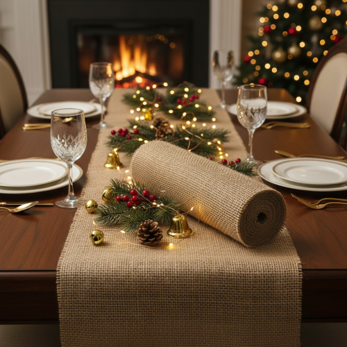 Artículo Camino de mesa cinta de yute natural 30cm 10m