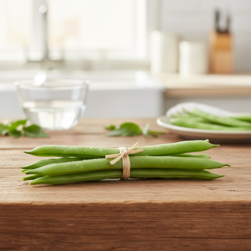 Artículo Frijoles decorativos, vegetales artificiales, verdes, tacto real, 17 cm, 6 piezas