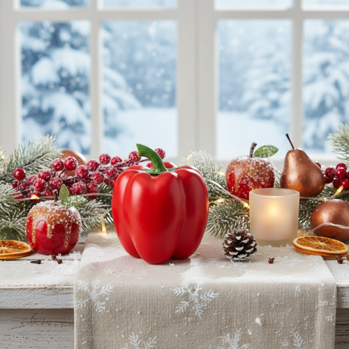 Artículo Chupete de comida rojo pimiento vegetal decorativo Al. 10 cm