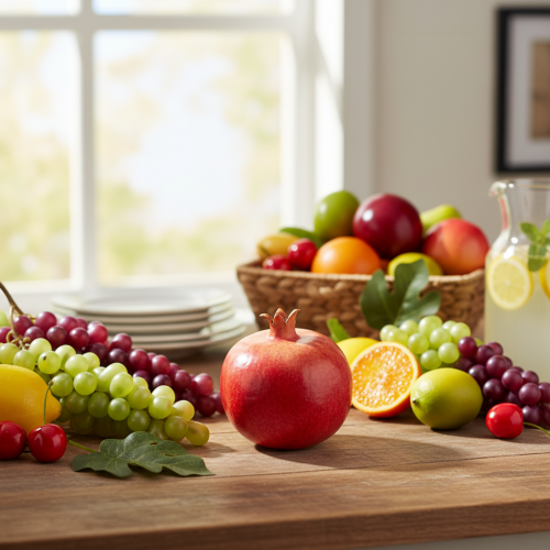 Artículo Fruta artificial granada artificial rojo amarillo 9×11cm