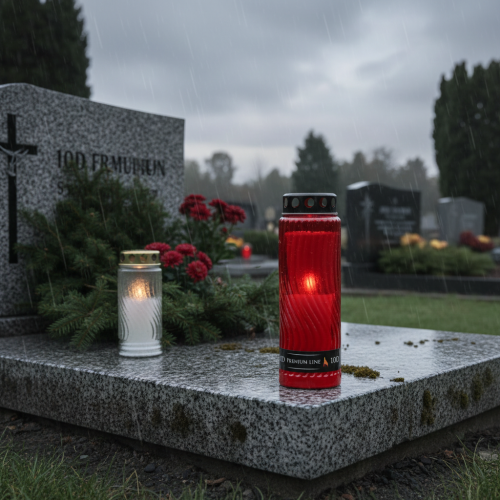 Artículo Tapa para vela grave motivo flor rojo negro 10 días Al.27cm