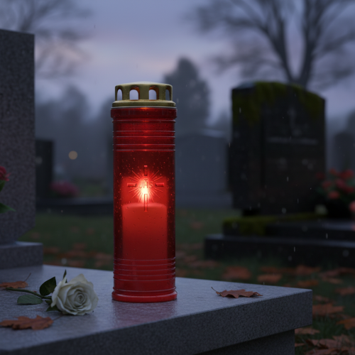 Artículo Velas para tumba rojas Ø7,5cm H24,5cm 1 pieza