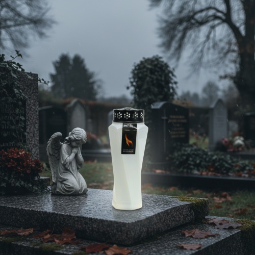 Artículo Lámpara para tumba de plástico retorcido blanco Ø11cm H25cm