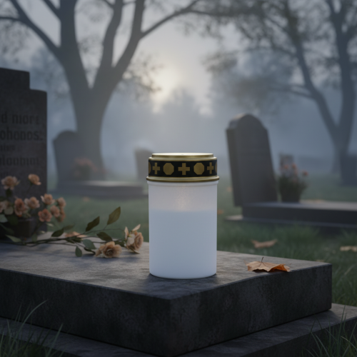 Artículo Luz de tumba LED blanca, temporizador blanco cálido con pilas Ø6,8 H12,2cm