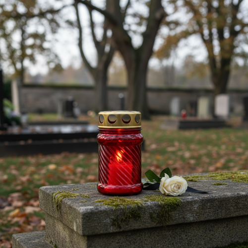 Artículo Lámpara de tumba de cristal rojo Ø6cm H10,5cm 1 pieza