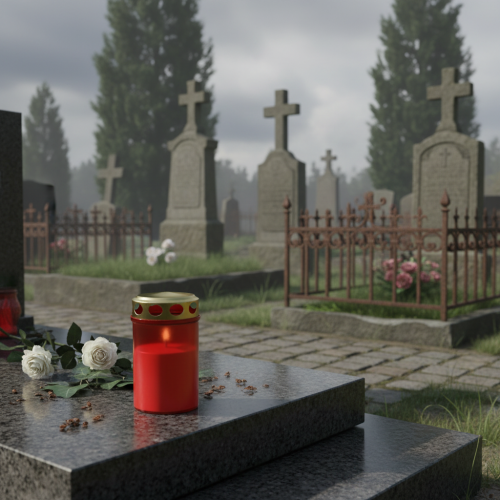 Artículo Lámpara de tumba cilíndrica roja Ø6cm H10cm 12 piezas