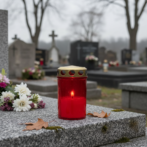 Artículo Lámpara de tumba cilíndrica roja Ø6cm H10cm 12 piezas