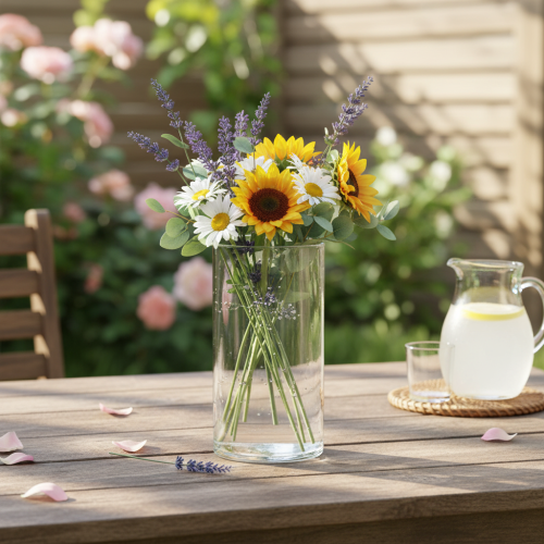 Artículo Jarrón alto de cristal, sencillo cilindro de cristal que puede usarse como florero o elemento decorativo, 20 cm.