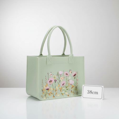 Artículo Bolsa de fieltro con motivo floral, ideal para decorar con flores artificiales e ideas para regalar, 38cm