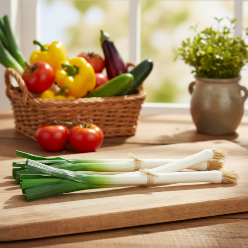 Artículo Verduras decorativas cebolletas verde blanco Ø1cm L28cm 3 piezas