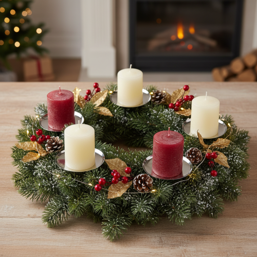 Artículo Portavelas plateado Ø10cm 4 piezas