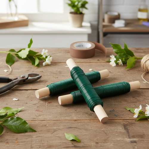 Artículo Alambre para envolver flores, alambre para encuadernar, verde, 0,65 mm, 100 g, 3 unidades