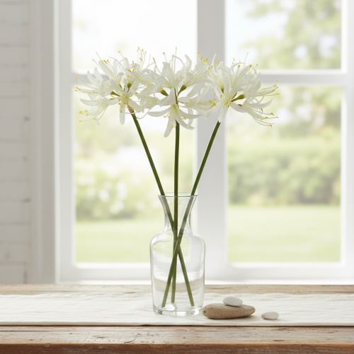 Artículo Nerine Guernsey Lily Flor Artificial Blanco Amarillo Ø15cm L65cm