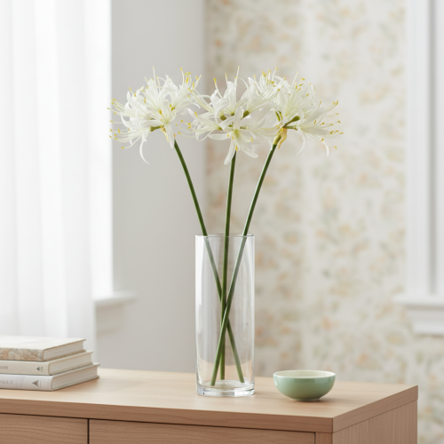Artículo Nerine Guernsey Lily Flor Artificial Blanco Amarillo Ø15cm L65cm