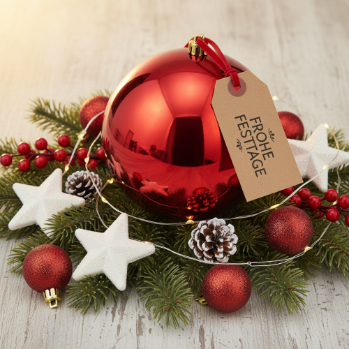 Artículo Bola de Navidad grande de plástico rojo, Ø25cm