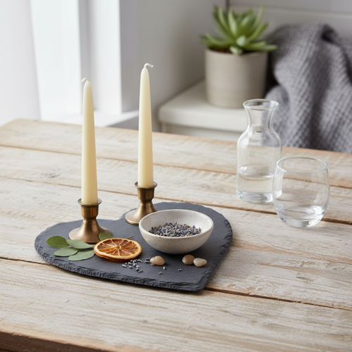 Artículo Decoración de pizarra en forma de corazón para una decoración de mesa elegante e ideas creativas.