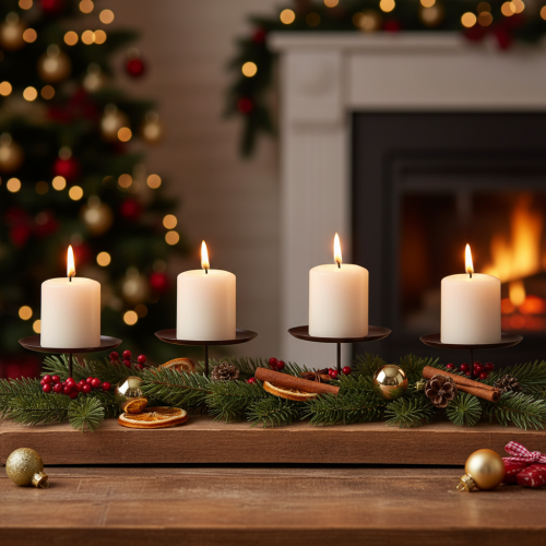 Artículo Portavelas marrón Ø8cm 4 piezas