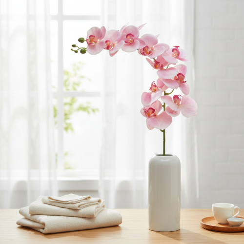 Artículo Orquídea Phalaenopsis artificial 9 flores rosa blanco 96cm