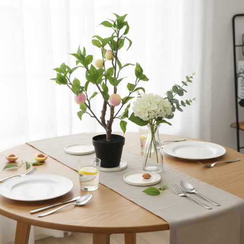 Artículo Árbol de durazno artificial con 4 frutos, decorativo, 53 cm de alto.