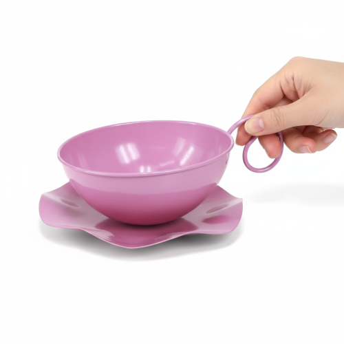 Artículo Taza metálica Ø16cm H9cm Taza decorativa con platillo Rosa 2 piezas