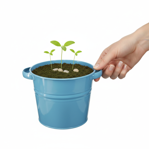 Artículo Maceta/jardinera decorativa de metal en color azul, 31 cm x 26 cm x 21,5 cm.