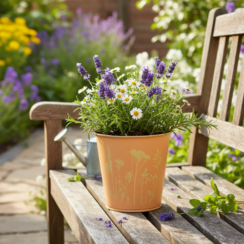 Artículo Maceta metálica, color amarillo melocotón, Ø11,5 cm, H11,5 cm
