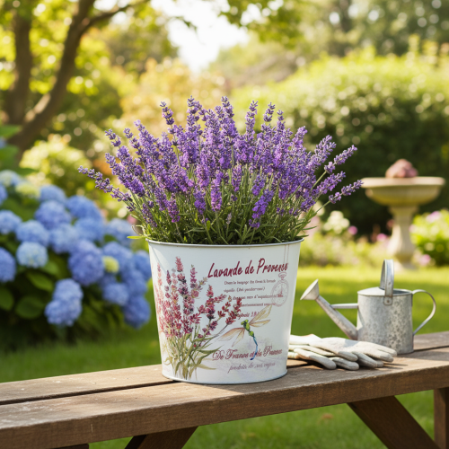 Artículo Maceta metálica para lavanda, pequeña, Ø18cm H15.5cm