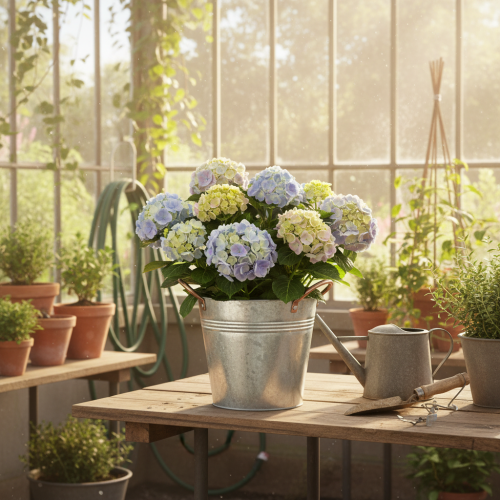 Artículo Maceta metálica con asas, cubo decorativo, Ø16cm H15cm