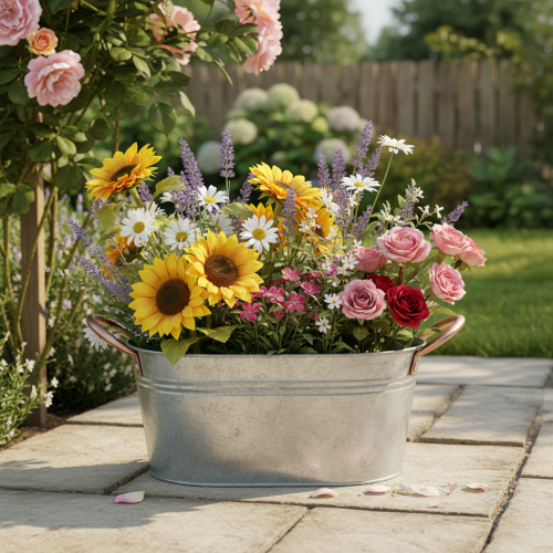 Artículo Bol para flores con asas, bol decorativo, metal, 17,5 × 12 × 9 cm