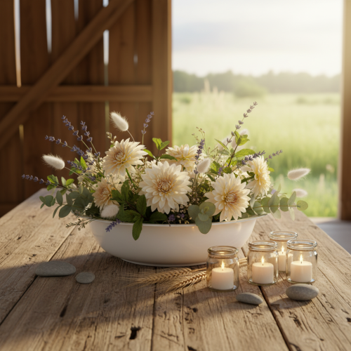 Artículo Bol de metal, con aspecto de esmalte blanco, Ø29cm, H7,5cm