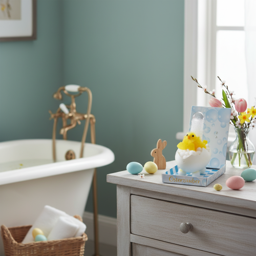 Artículo Adorno de pollito de Pascua, pollito de chenilla en la bañera, amarillo, 9 cm