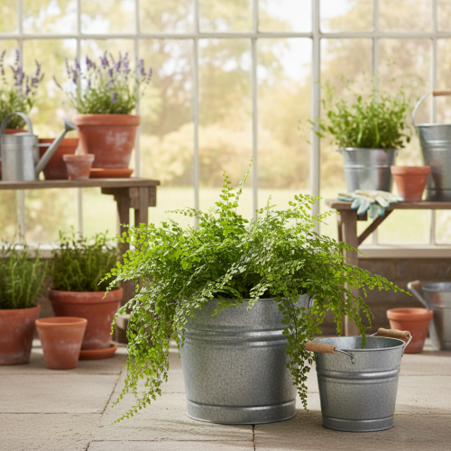 Artículo Maceta/cubo decorativo de metal vintage, Ø22cm, H20cm