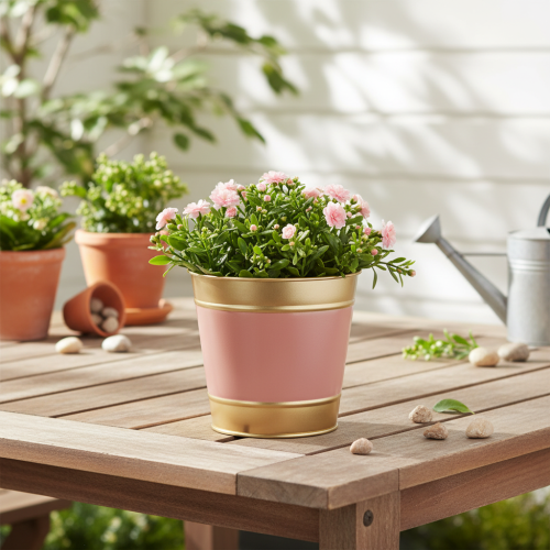 Maceta/jardinera de metal, Ø13cm H12cm, 4 piezas | Floristik24.es