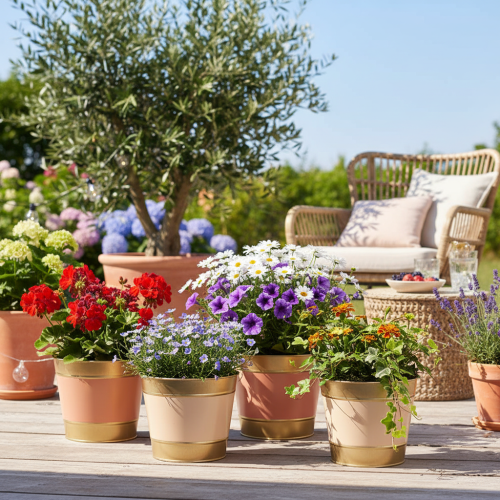 Artículo Maceta/jardinera de metal, Ø17cm H14.5cm, 4 piezas