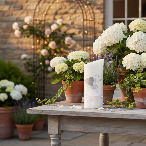 Artículo Vela de boda, vela de boda plateada, vela blanca 220/85 mm