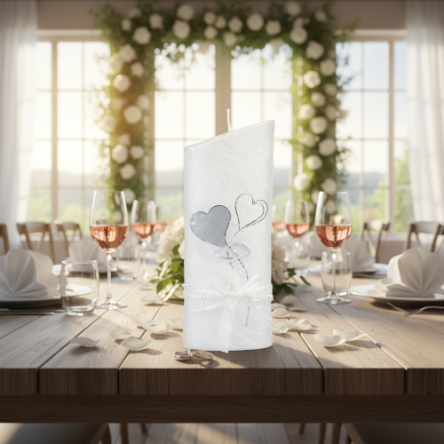 Artículo Vela de boda, vela de boda plateada, vela blanca 220/85 mm