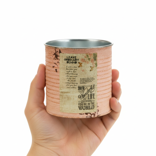 Artículo Maceta decorativa de metal color salmón para decoración veraniega Ø11cm H10.5cm