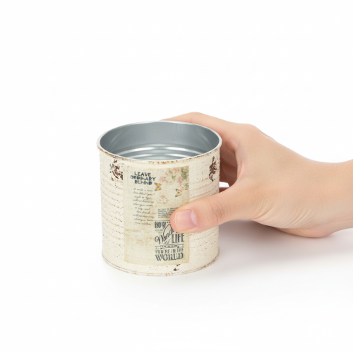 Artículo Maceta de hojalata color crema estilo shabby chic Ø11cm H10.5cm