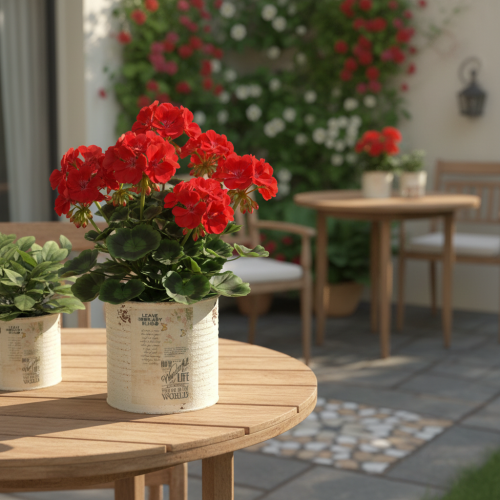 Artículo Maceta de hojalata color crema estilo shabby chic Ø11cm H10.5cm