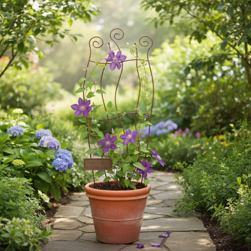 Artículo Enrejado de jardín metálico con diseño curvo para plantas trepadoras, 110cm