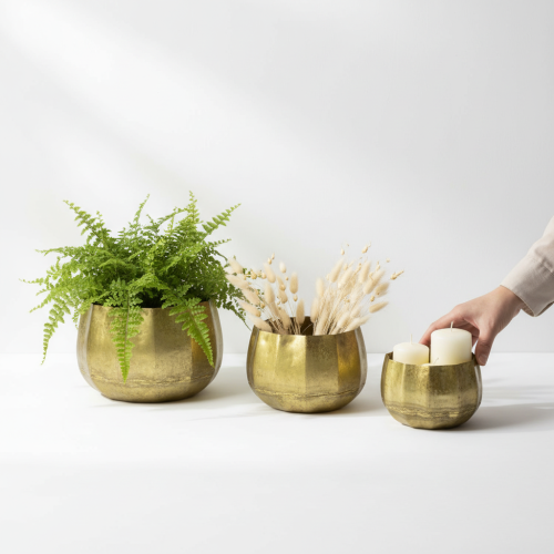 Artículo Bol decorativo de metal latón, Ø22/18/14 cm, juego de 3