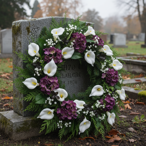 Artículo Lirios cala ensartados en alambre, pequeños, blancos, 50 unidades