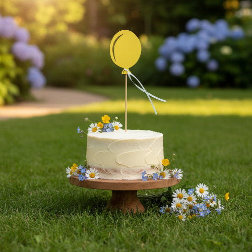 Artículo Tapón de flores ramo decoración pastel topper globo amarillo 28cm 8 piezas