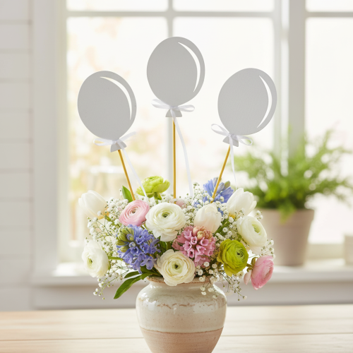Artículo Globo decorativo para decoración de tarta con ramo de flores, blanco, 28 cm, 8 unidades