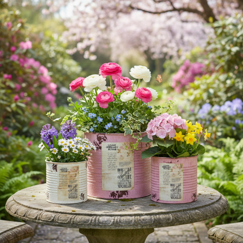 Artículo Juego de macetas para balcón y jardín, jardineras decorativas, estilo vintage, 15 cm, 3 piezas