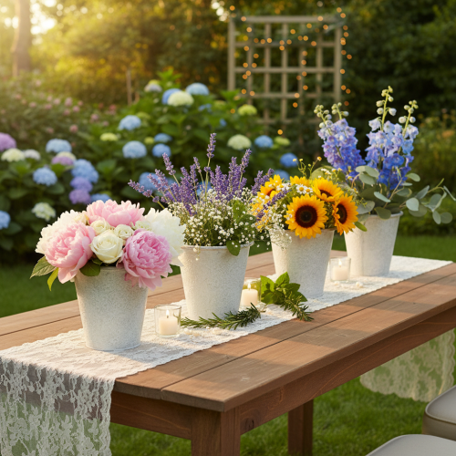 Artículo Maceta ornamental, maceta de metal, blanca, Ø18,5 cm, H18 cm