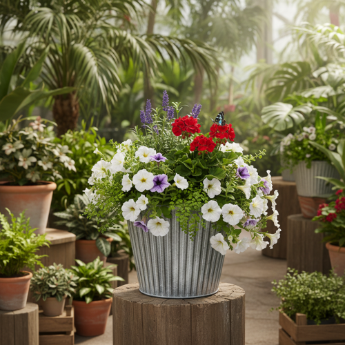 Artículo Maceta decorativa con asas, maceta metálica para plantar Ø25,5 cm