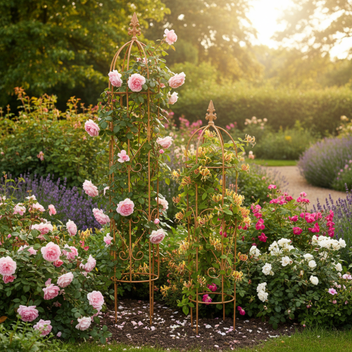 Artículo Enrejado de jardín, soporte para rosales y otras plantas trepadoras, diseño de jardín ideal, 108 cm, juego de 2.